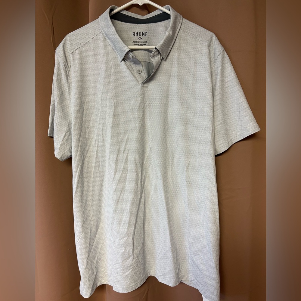 Rhône Men's Commuter Golf Polo Size XXL Light Gray Geometric Pattern Stretch